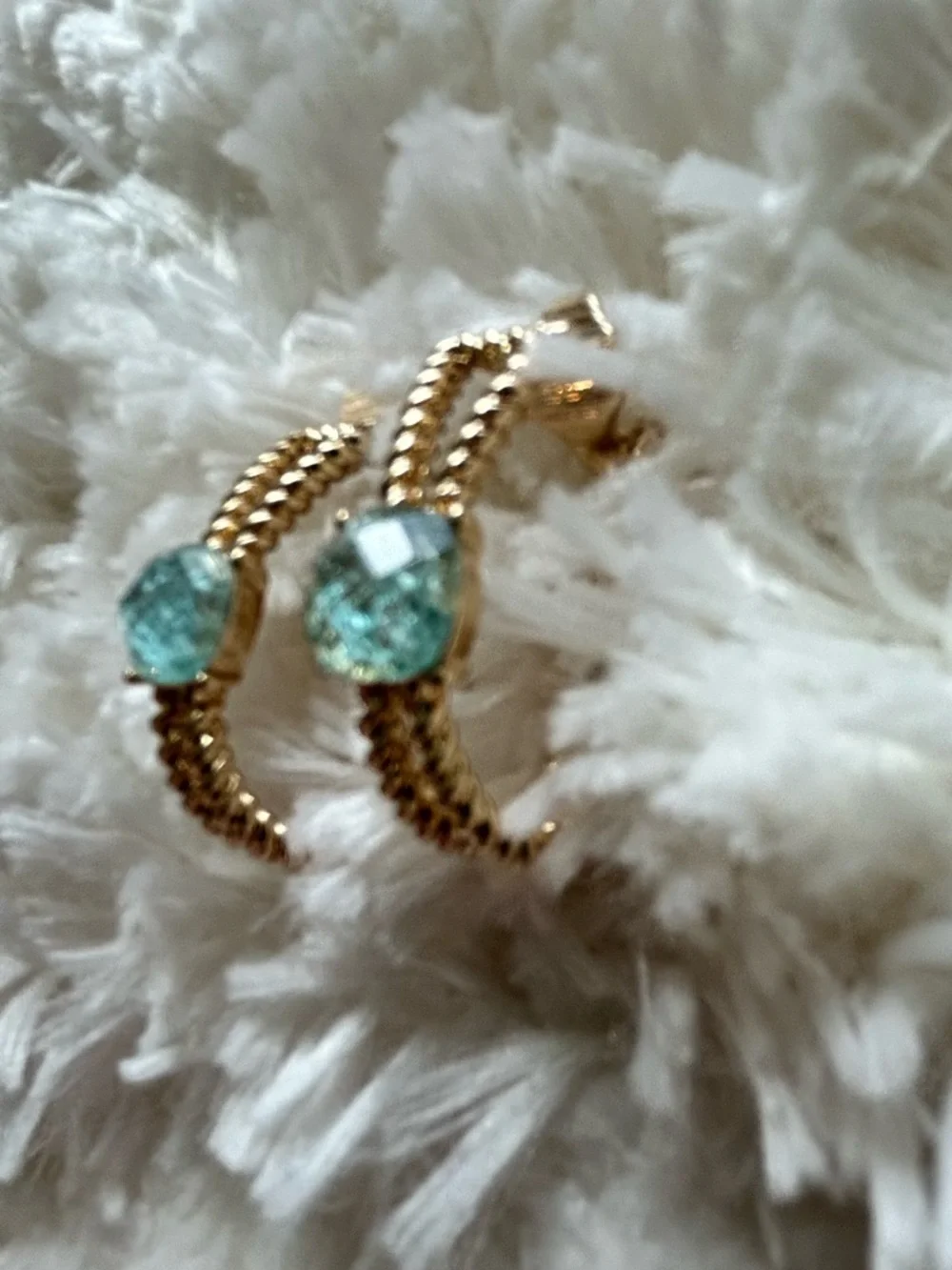 TJG Gold-Tone Earrings with Green Gemstone Accent